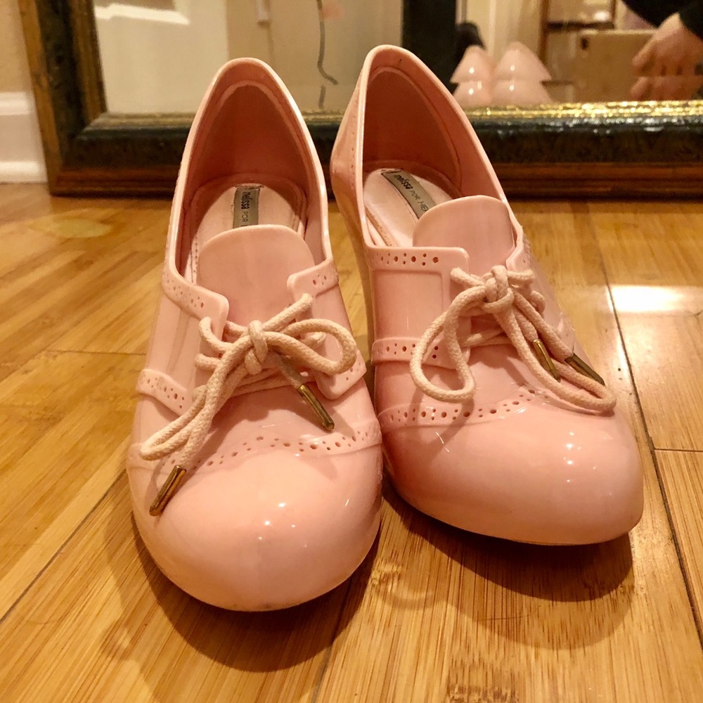 Melissa + Alexandre Herchcovitch Pink Patent Lace-Up Oxford Booties
